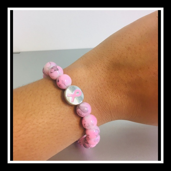 Breast Cancer Awareness Handmade Bracelet - Picture 2 of 2